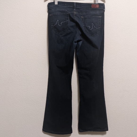 AG Adriano Goldschmied The Club Stretch Flare Jeans Womens 32R, dark wash EUC - Picture 4 of 6